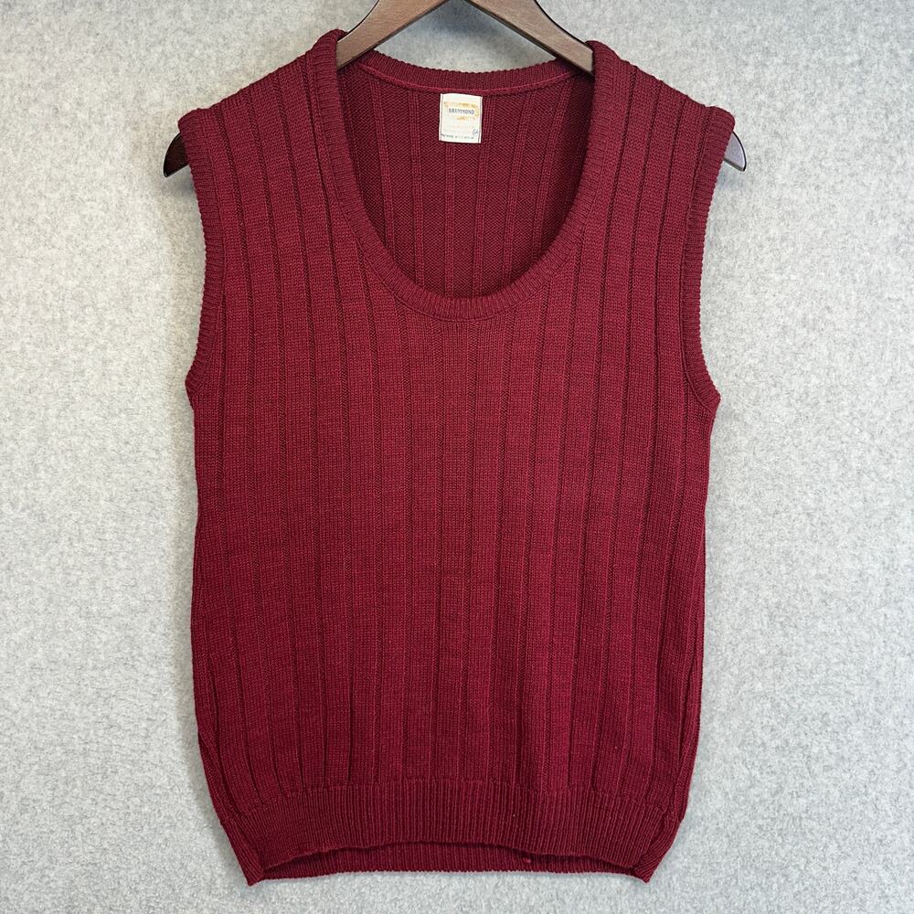 VTG Drummond Sweater Vest Mens Medium Red Orlon Acrylic Knit Pullover Round Neck